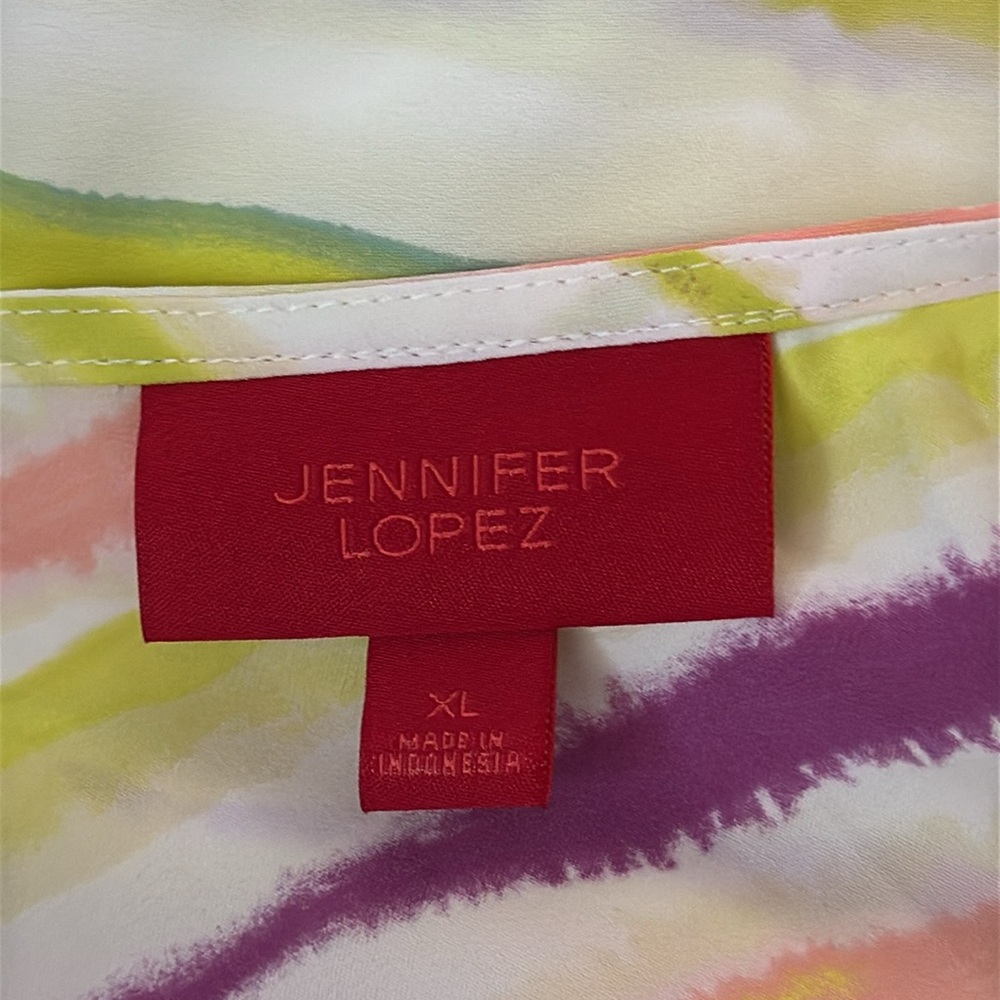 Jennifer Lopez Yellow Pink Asymmetrical one shoulder  Blouse XL - Picture 5 of 7